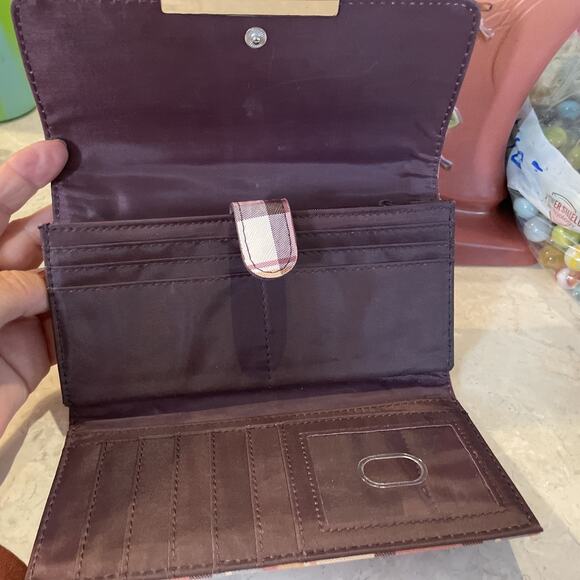 Women’s Plaid Card Billfold Wallet 7.5x4” Silver - Picture 6 of 11